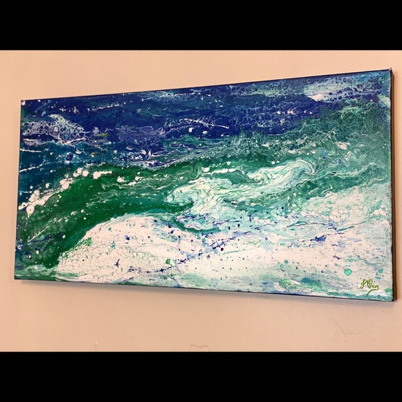 Acrylic painting original art work Ocean signed artist J. Cruz seascape beach - Picture 4 of 10